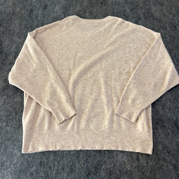 Jenni Kayne Womens Medium Beige Crewneck Oversized Sweater Wool Cashmere Blend - Picture 2 of 8